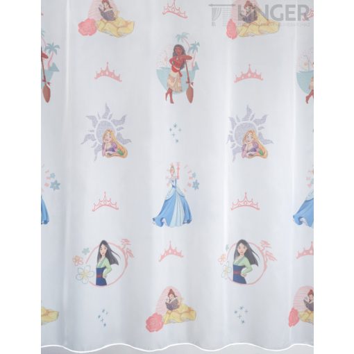  Princess/C/02 - gyerekmintás fehér voile, sokszínű, nyomott mintával, max. 175 cm magas